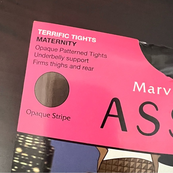 Assets by Spanx Marvelous Mama Maternity Terrific Tights Black Opaque Stripe - Picture 3 of 6